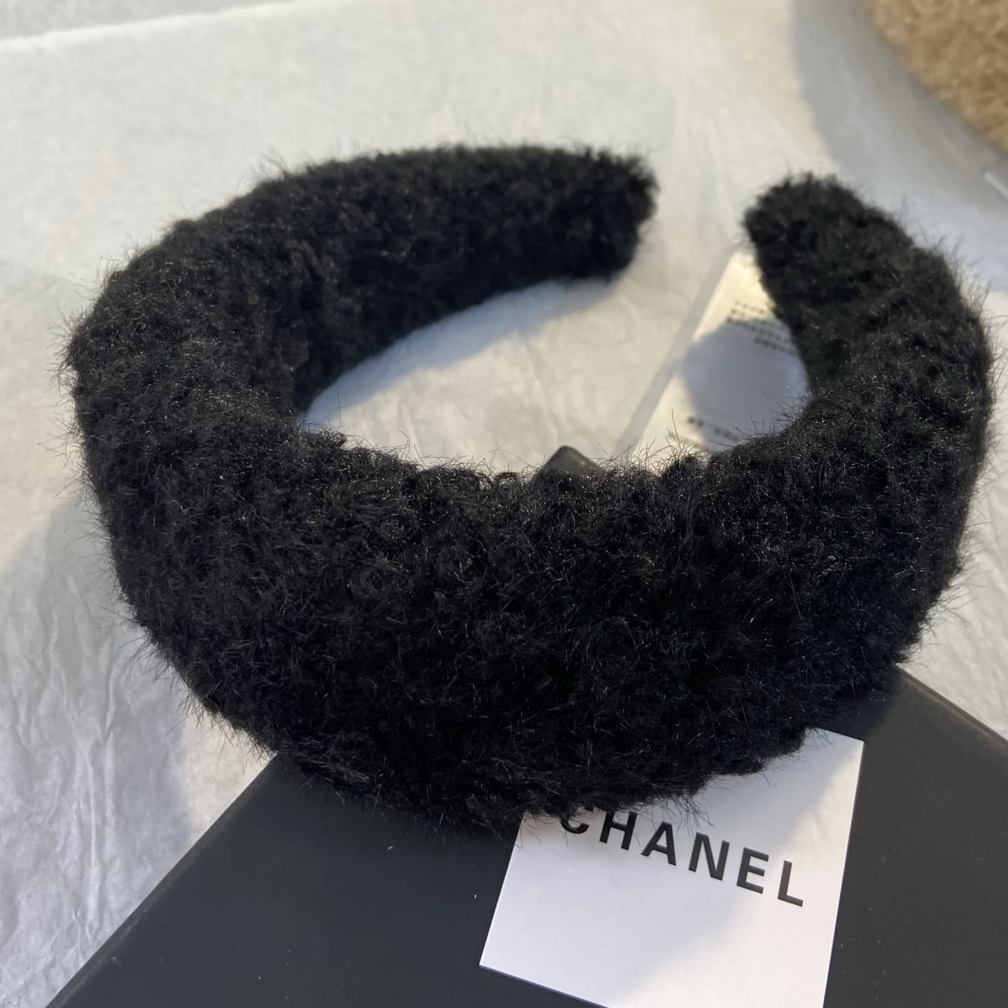 Chanel Fuzzy Headband with CC Logo